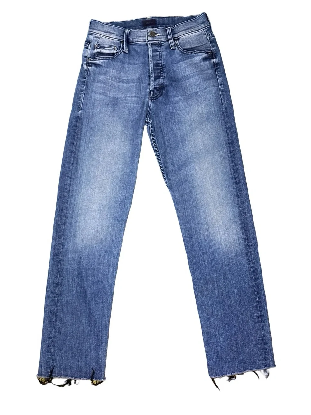 MOTHER The Tomcat Straight Leg Ankle Fray Blue Denim Jeans in Watch Me Size 27